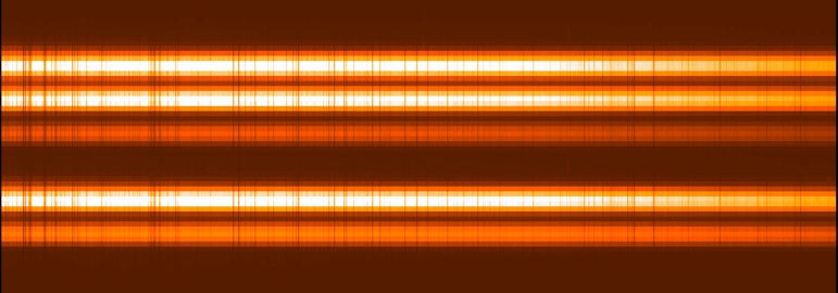 First HRS lab spectra: solar spectrum (516 – 573 nm) for a few central fibres