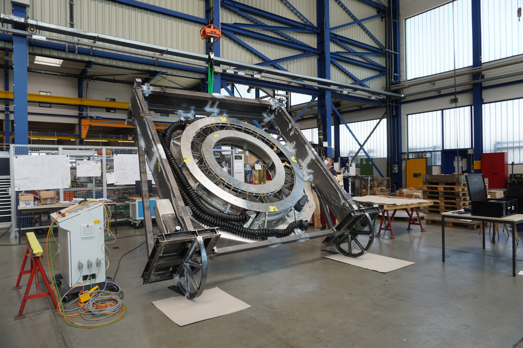 CaCW in its handling frame at the factory