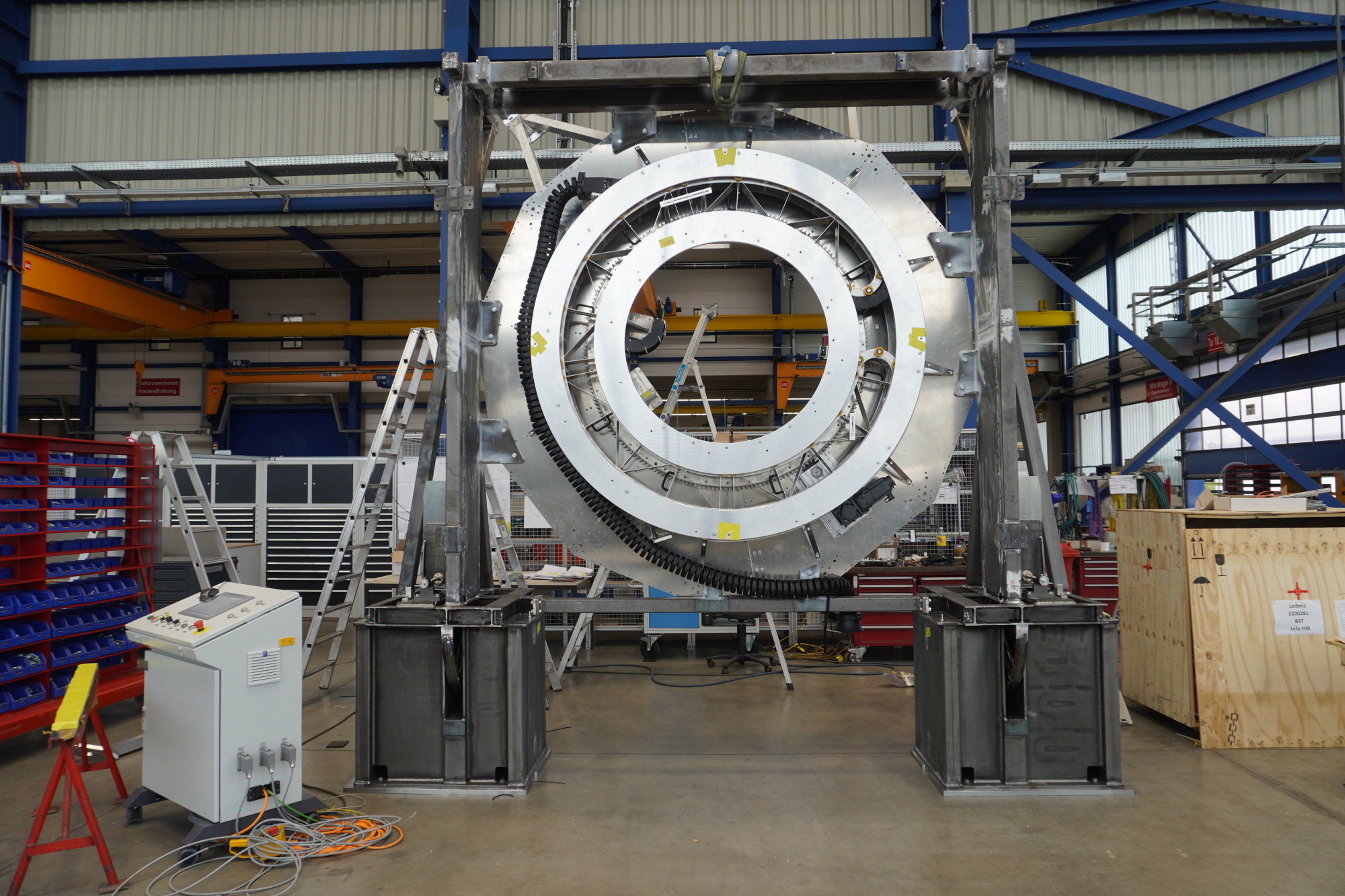 CaCW in its handling frame at the factory