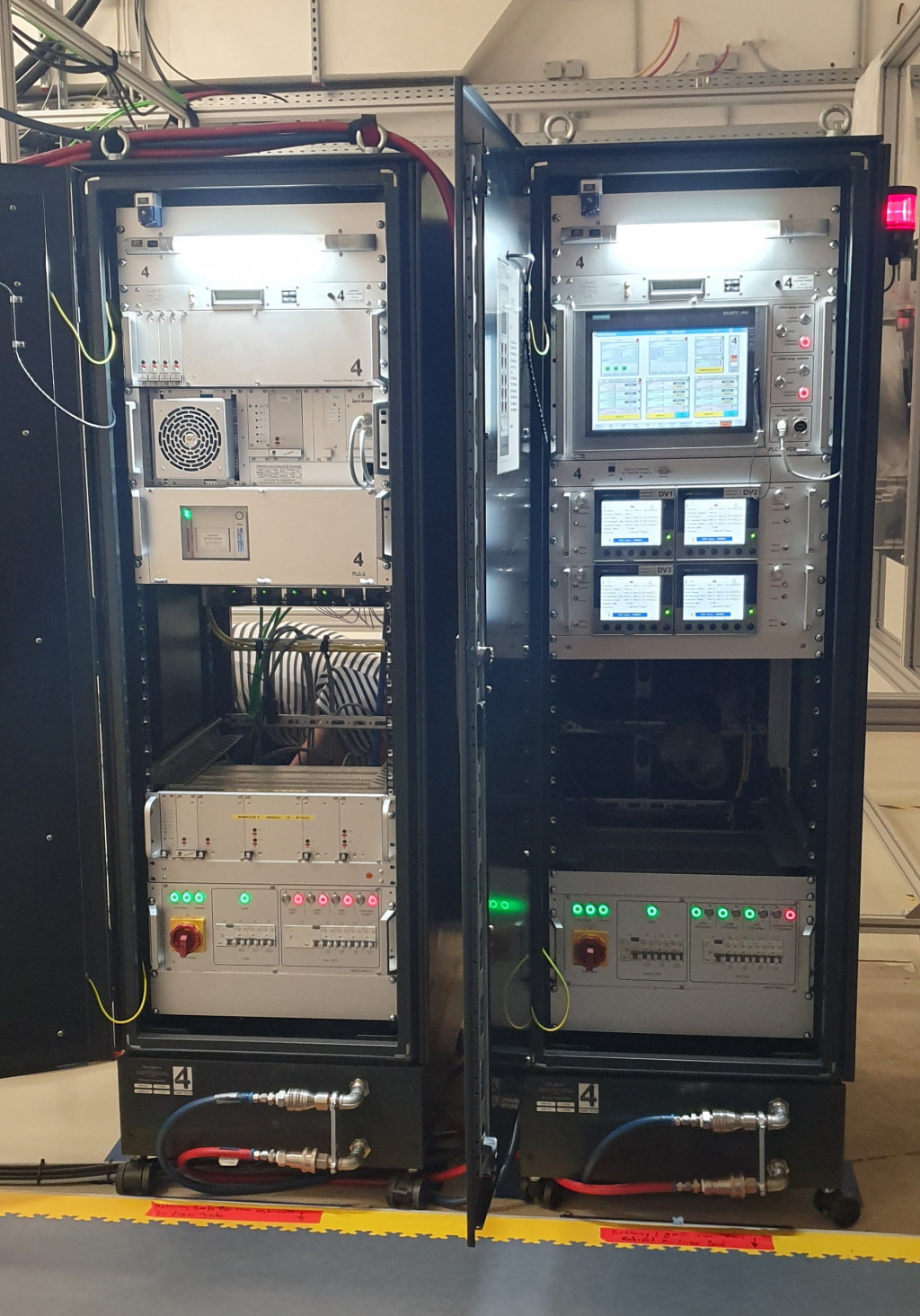 Control electronics cabinets (front view)
